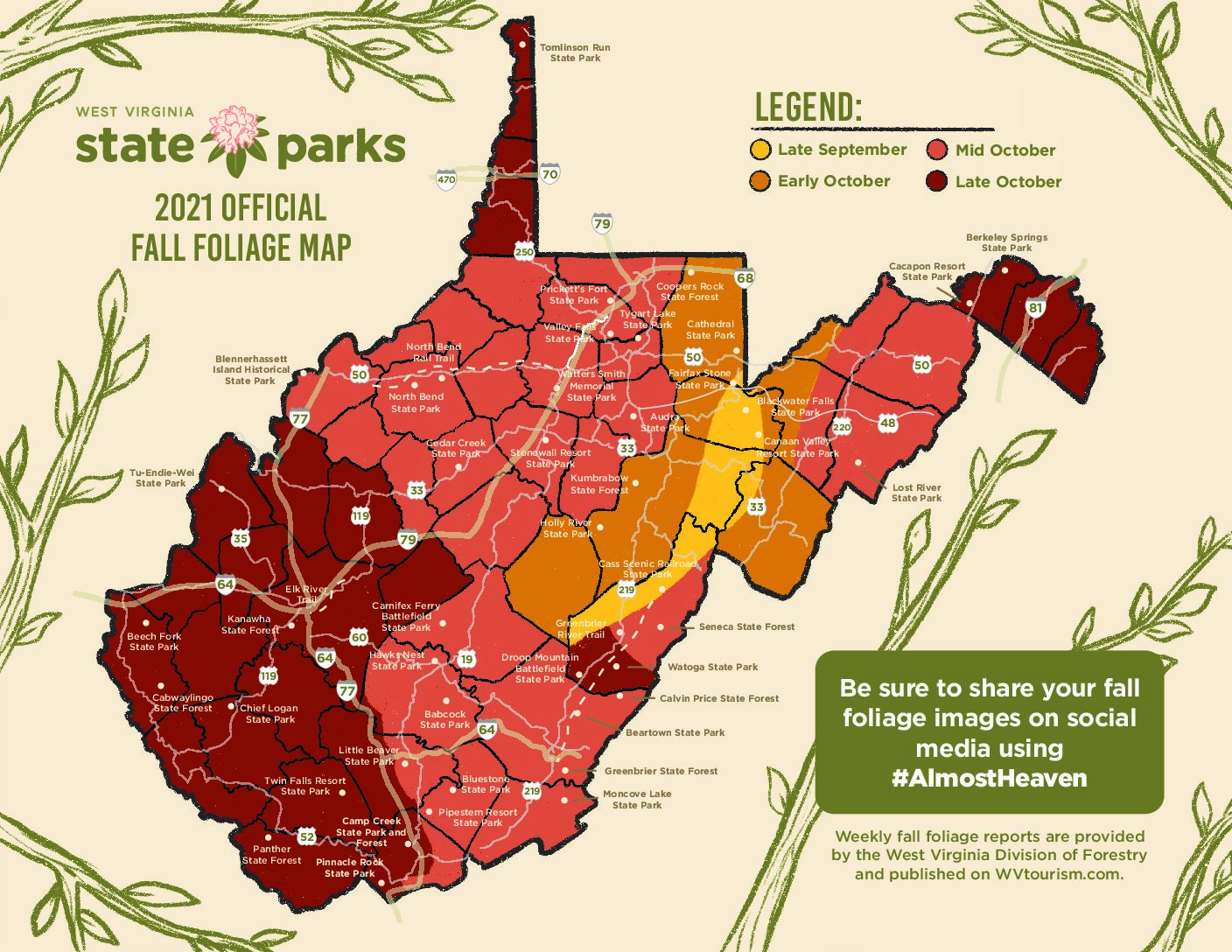 West Virginia Fall Foliage Map 2024 Cloe Melony