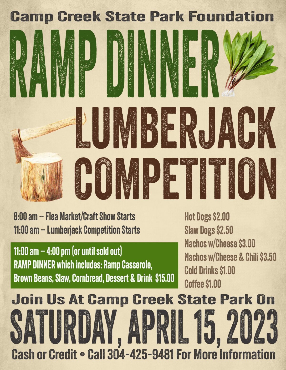 Ramp Dinner/Lumberjack Competition Camp Creek West Virginia State Parks