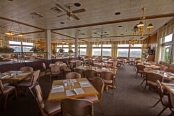 Lodge dining room captured on a summer morning.