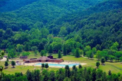 A long shot of the swimming pool at Beech Fork State Park during the summer.