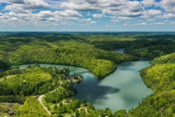 Aerial shot of Beech Fork State Park during the summer.