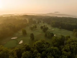 Aerial view of the golf course at Pipestem Resort State Park.