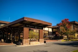 Front entrance to McKeever Lodge captured on an early fall afternoon.