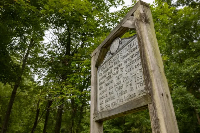 Archive sign marking the rich history detailed amid Tomlinson Run.