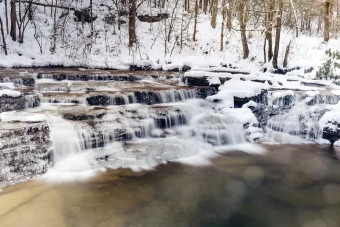 Camp Creek waterfalls in winter