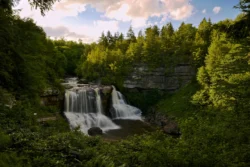 Medium shot of Blackwater Falls State Park during the summer.