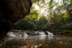 wide shot of Camp Creek falls