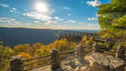 Visitors point-of-view when reaching the overlook during the fall in Coopers Rock State Forest.