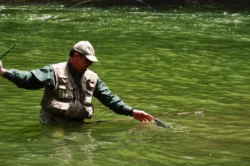 Fisherman hauling in his catch
