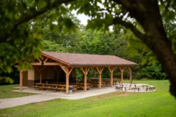 Multi-use picnic shelter for the ideal gathering in North Bend State Park.