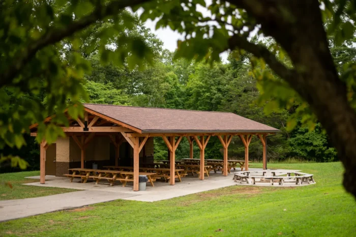 Multi-use picnic shelter for the ideal gathering in North Bend State Park.