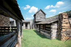 Prickett's Fort State Park featured buildings with galleries and heritage workshops.