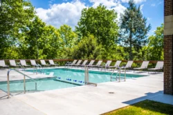 Swimming pool at Hawks Nest State Park Lodge during the summer.