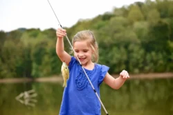 Child catching a fish