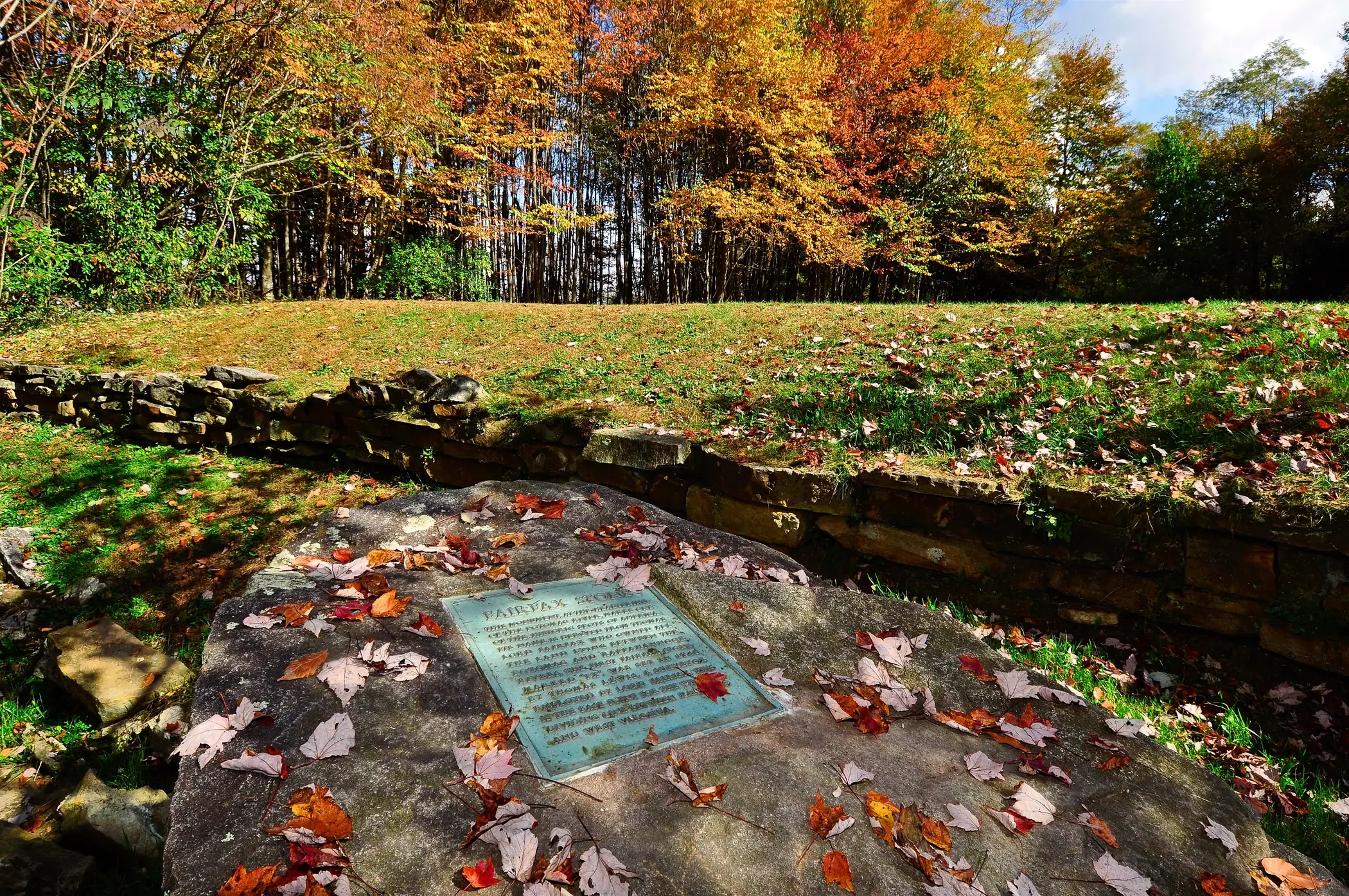 The Fairfax Stone in the fall