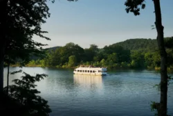 A boat tour across Stonewall Jackson Lake on a summer evening.