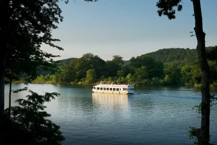 A boat tour across Stonewall Jackson Lake on a summer evening.