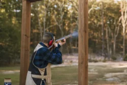 Sporting clays shooting.