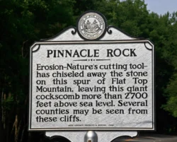 West Virginia Highway Historical Marker with a brief overview of Pinnacle Rock.