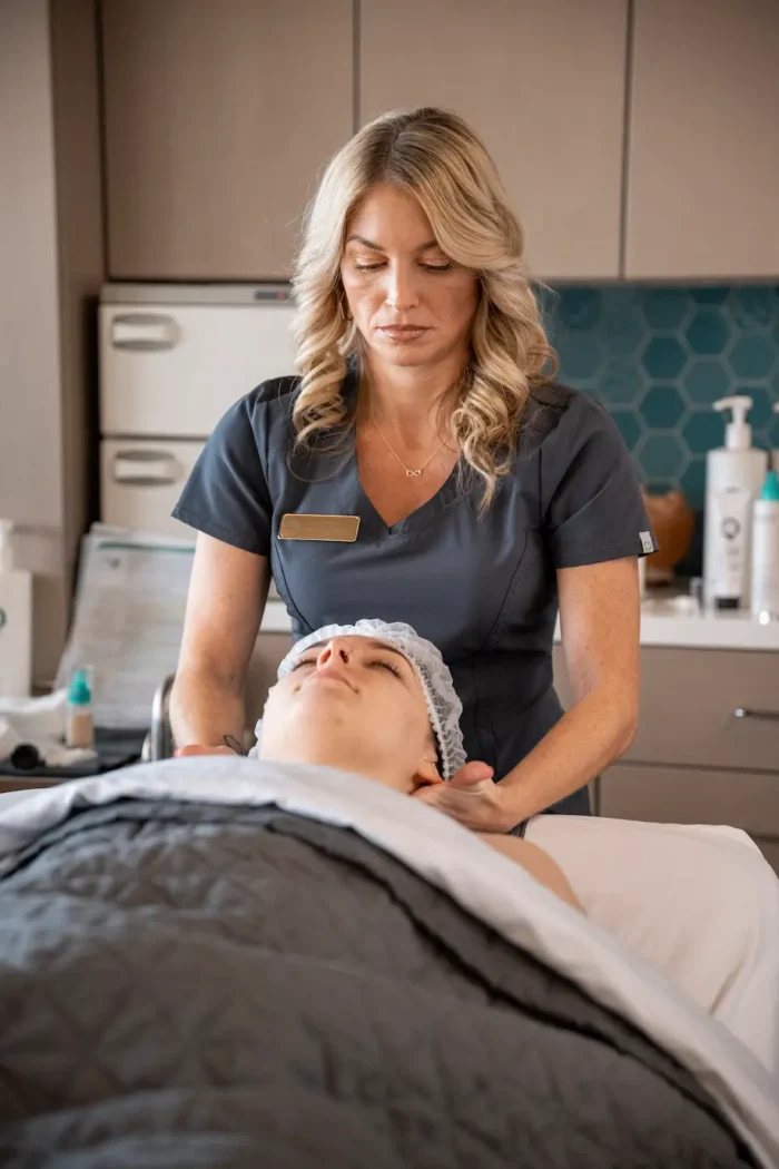 Guest getting a facial in the Mountain Serenity Spa featured in Pipestem Resort State Park.