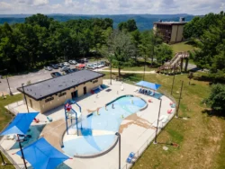 Aerial view of the Pipestem Resort Splash Park