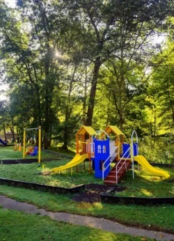 Playground captured in the summertime at Tomlinson Run State Park for the little ones to enjoy.