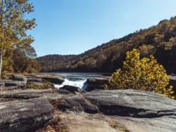 Ground view of Valley Falls during the fall.