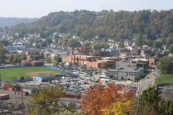 High overview of the city of Weirton captured in the early fall.