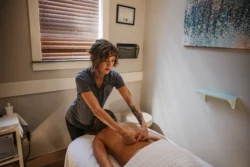 Getting a massage at the Cacapon Resort State Park Spa.