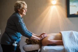 Getting a massage at the Cacapon Resort State Park Spa.