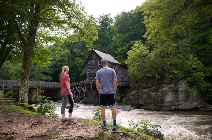 Babcock State Park, couple in front of Grist Mill