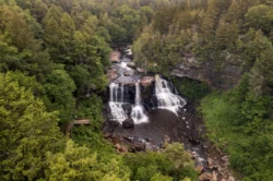 An aerial shot of Blackwater Falls