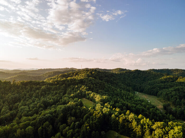 An aerial shot of Twin Falls Resort State Park