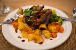 An appetizing and beautiful plate of food at the Pipestem Resort State Park Farm-to-Cellar Dinner