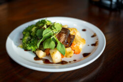 A beautiful and appetizing plate of food made from local ingredients