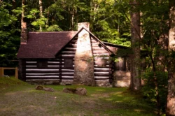 Log cabin in wooded setting at Kumbrabow State Forest